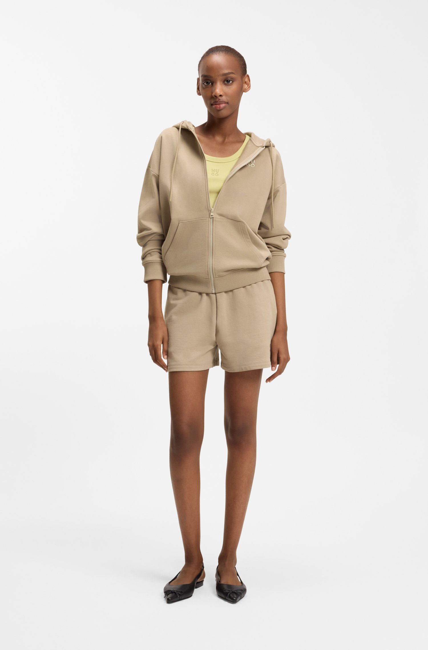 Hugo Cotton-terry zip-up hoodie with stacked-logo embroidery dam – bild 2