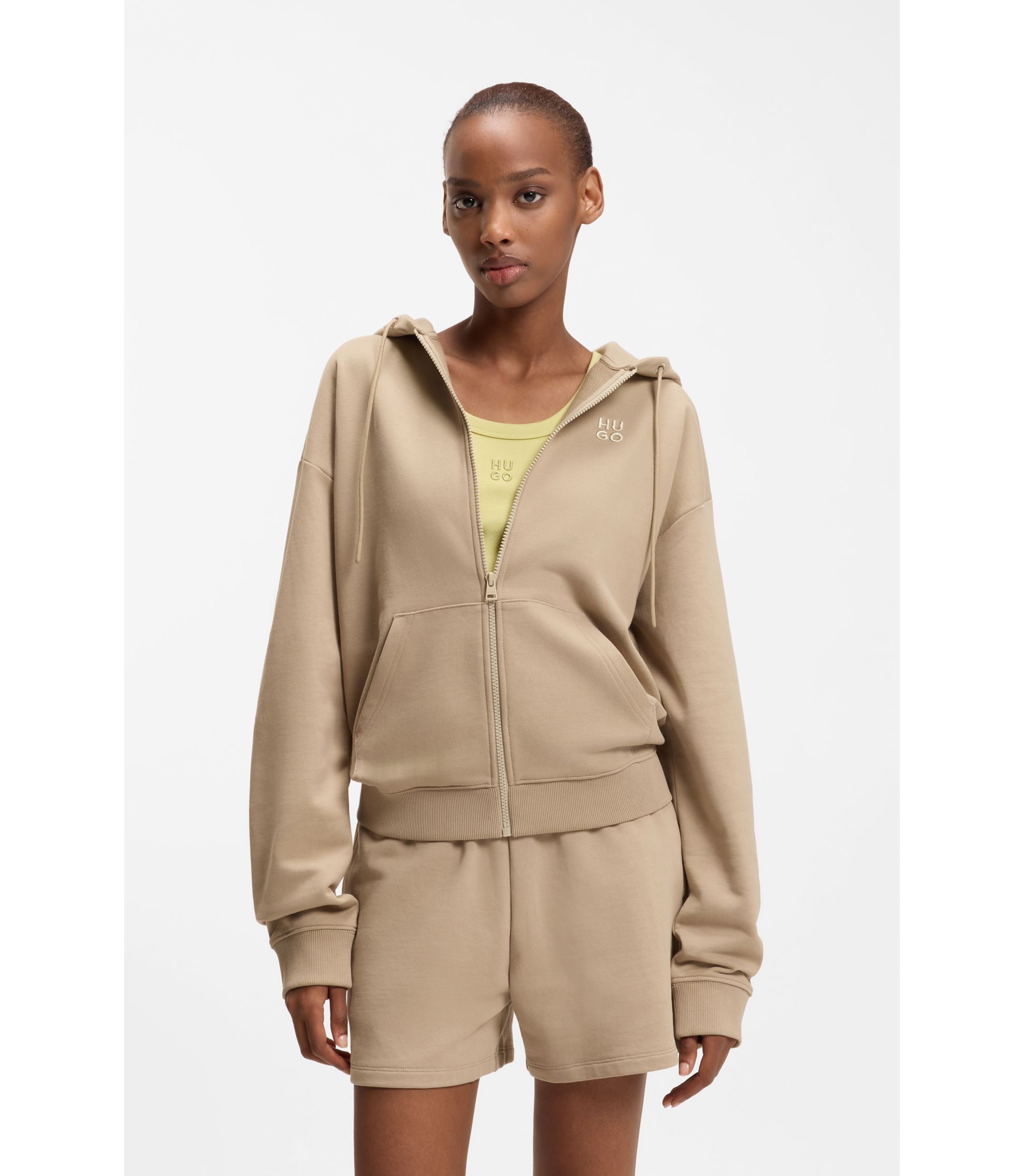 Hoodie aus Baumwoll-Terry mit Reißverschluss und Logo-Stickerei