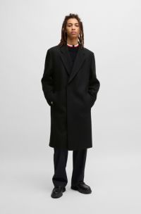 Manteau Relaxed en laine mélangée, Noir