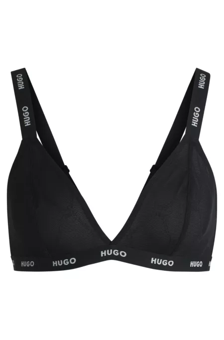 Signature-lace triangle bra with logo details