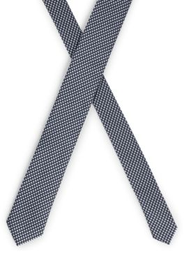 HUGO - Geometric pattern tie in silk-blend jacquard - Light Blue