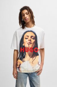 Oversized-fit T-shirt in cotton with high-impact print, White