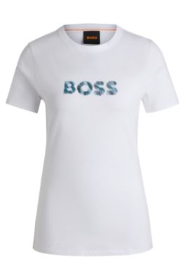 Cotton-jersey T-shirt with seasonal logo, White