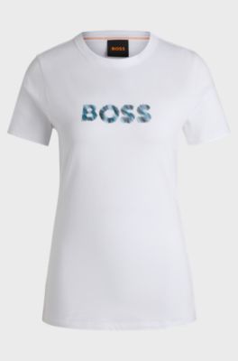 Cotton-jersey T-shirt with seasonal logo, White