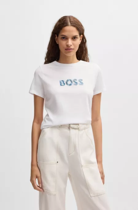 Cotton-jersey T-shirt with seasonal logo