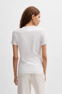 Cotton-jersey T-shirt with seasonal logo, White
