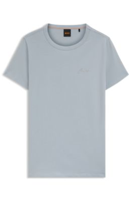 Cotton-jersey T-shirt with seasonal logo, Blue