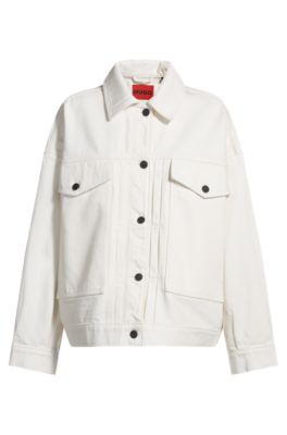 Oversized-fit jacket in white rigid denim, White