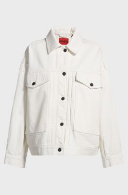 Oversized-fit jacket in white rigid denim, White