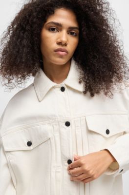 Oversized-fit jacket in white rigid denim, White