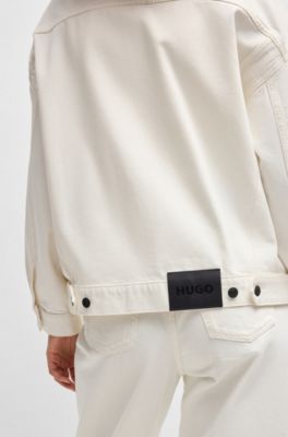 Oversized-fit jacket in white rigid denim, White