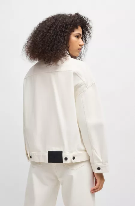Oversized-fit jacket in white rigid denim