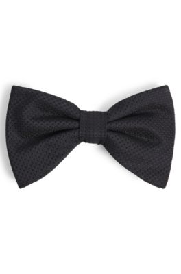 Bow tie in patterned silk jacquard, Dark Blue