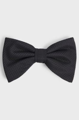 Bow tie in patterned silk jacquard, Dark Blue