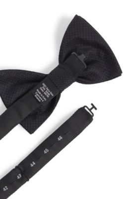 Bow tie in patterned silk jacquard, Dark Blue