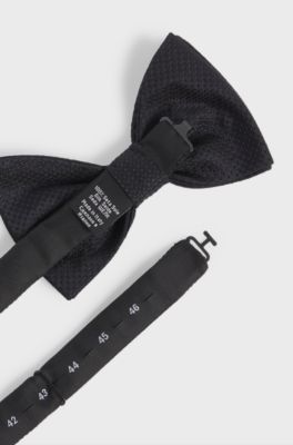 Bow tie in patterned silk jacquard, Dark Blue