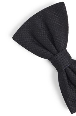 Bow tie in patterned silk jacquard, Dark Blue