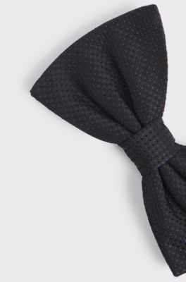 Bow tie in patterned silk jacquard, Dark Blue