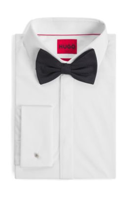 Bow tie in patterned silk jacquard, Dark Blue