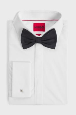 Bow tie in patterned silk jacquard, Dark Blue