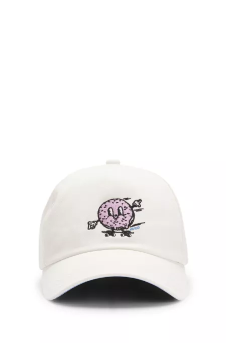 Cotton-twill cap with animation embroidery