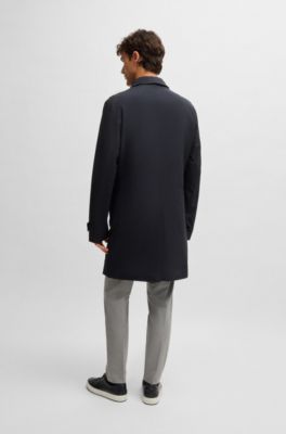 BOSS - Manteau en softshell stretch avec int?�rieur amovible, id?�al pour voyager - Bleu fonc?�