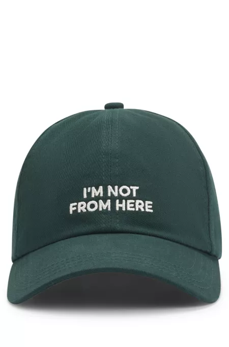 Cotton-twill cap with embroidered slogan