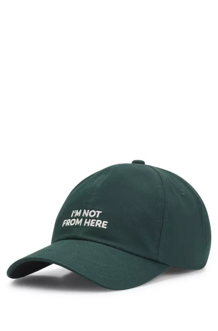 Cotton-twill cap with embroidered slogan