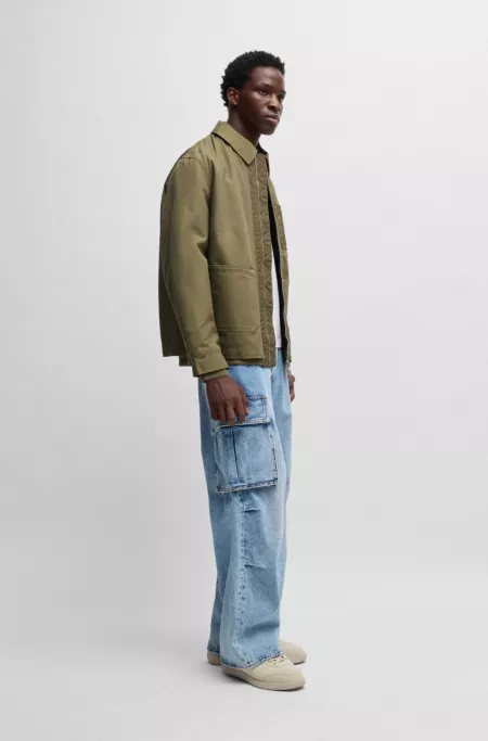 Relaxed-fit padded jacket in cotton with ribbed trims