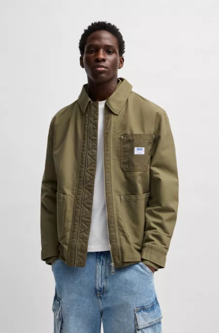 Relaxed-fit padded jacket in cotton with ribbed trims