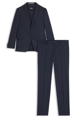Slim-fit suit in checked virgin wool and silk