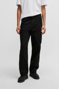 Baggy-fit cargo trousers in ripstop cotton, Black