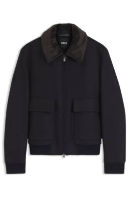 Regular-fit pilot jacket with detachable faux-fur collar 4
