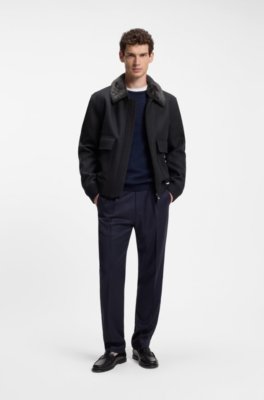 Regular-fit pilot jacket with detachable faux-fur collar 2