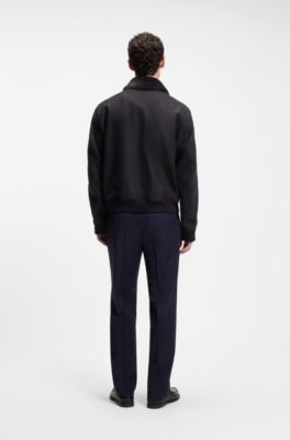 Regular-fit pilot jacket with detachable faux-fur collar, Dark Blue