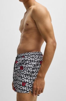 Logo-print swim shorts with drawcord, Black