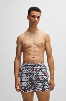 Logo-print swim shorts with drawcord, Black