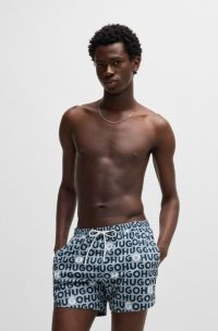 Logo-print swim shorts with drawcord, Light Blue