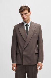 Veste de costume Regular en laine vierge chinée, Marron