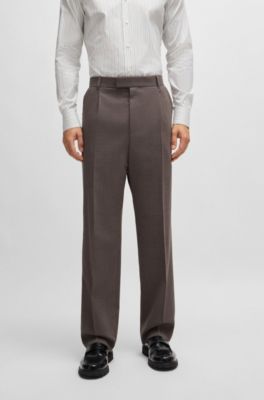 Pantalon HUGO BOSS Homme Rouge Brique - Plissé Décontracté - Taille 32 (IT 48) - 100% Coton