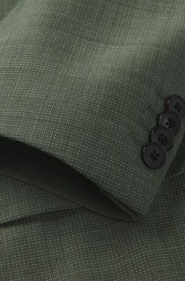 Slim-fit suit in structured performance-stretch fabric, Light Green