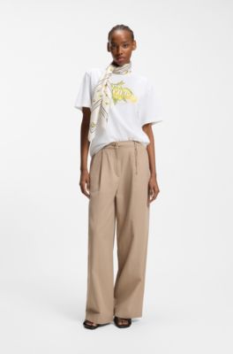 Scarf with printed artwork, White Patterned