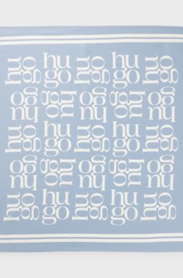 Scarf with printed artwork, Light Blue