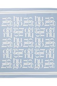 Silk scarf with printed artwork, Light Blue