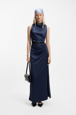 Silk scarf with printed artwork, Light Blue