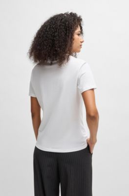 T-shirt en coton &agrave; col rond avec imprim&eacute; de la saison, Blanc