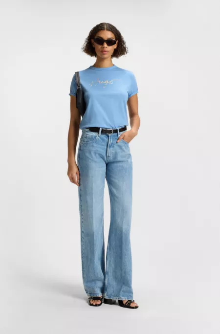 Crew-neck T-shirt in cotton with seasonal print
