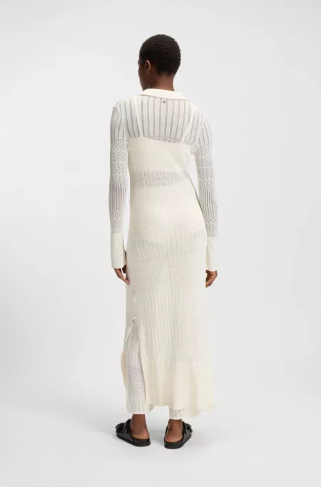 Long knitted cardigan with collar