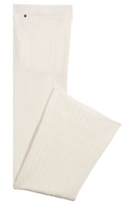 Knitted trousers in stretch fabric with mixed structures, Natural