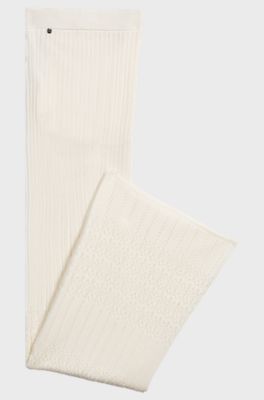 Knitted trousers in stretch fabric with mixed structures, Natural